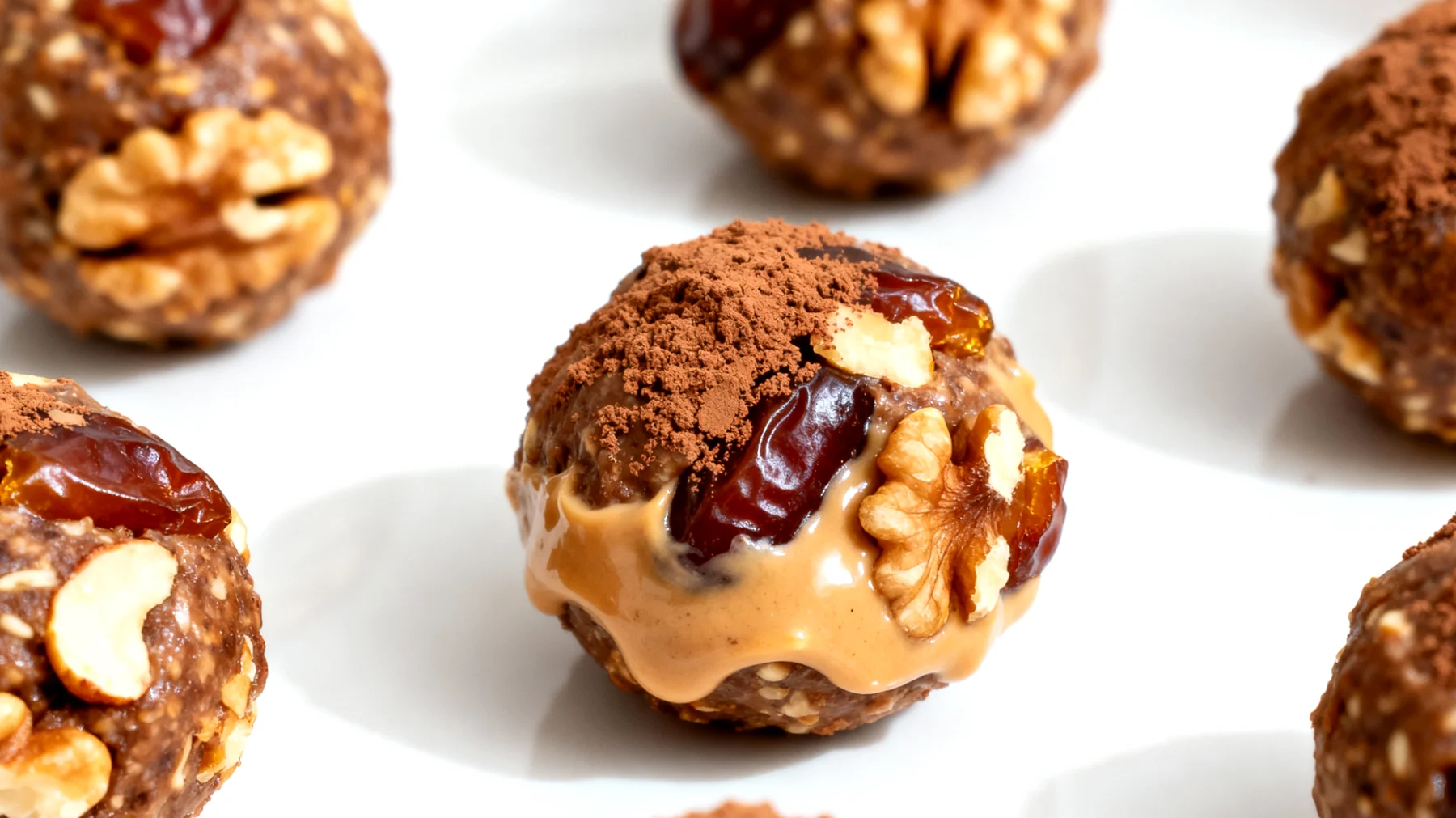 Walnuss-Kakao-Energiekugeln mit Tahini und Datteln"